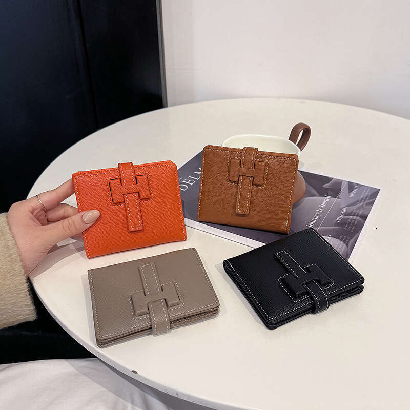 New Drawstring Short Style off High-end Feel Women's Wallet Multi-card Slot Document Organizer