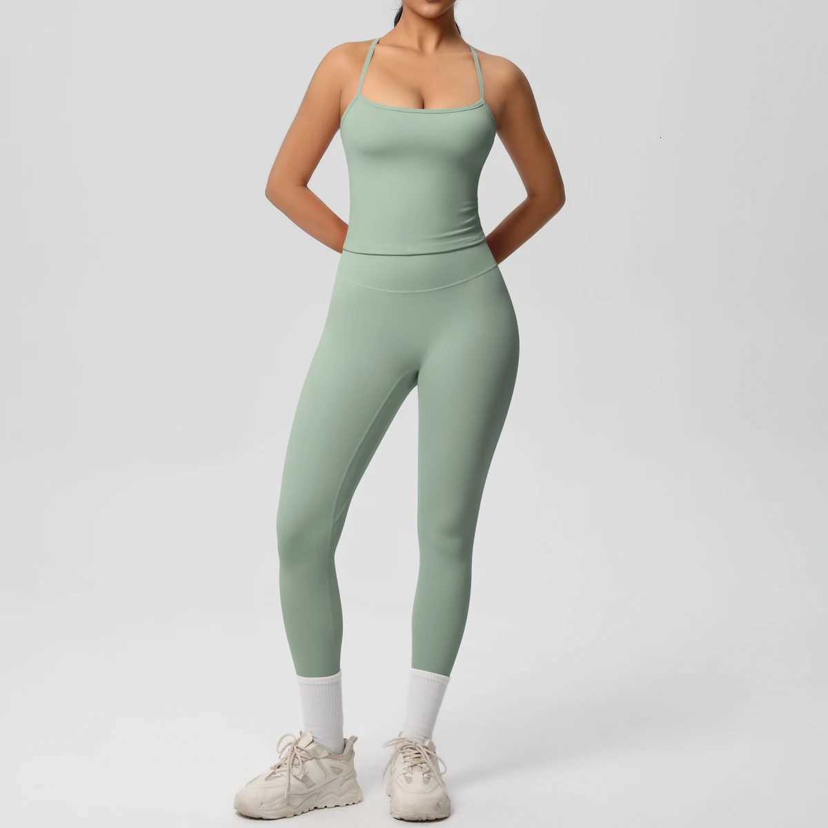 Halter Yoga Top Set Fitness Gym Suit Training Sleeveless Sport Gym Tops Crossover Back Sports Underwear Tummy Control Slimmingt251219