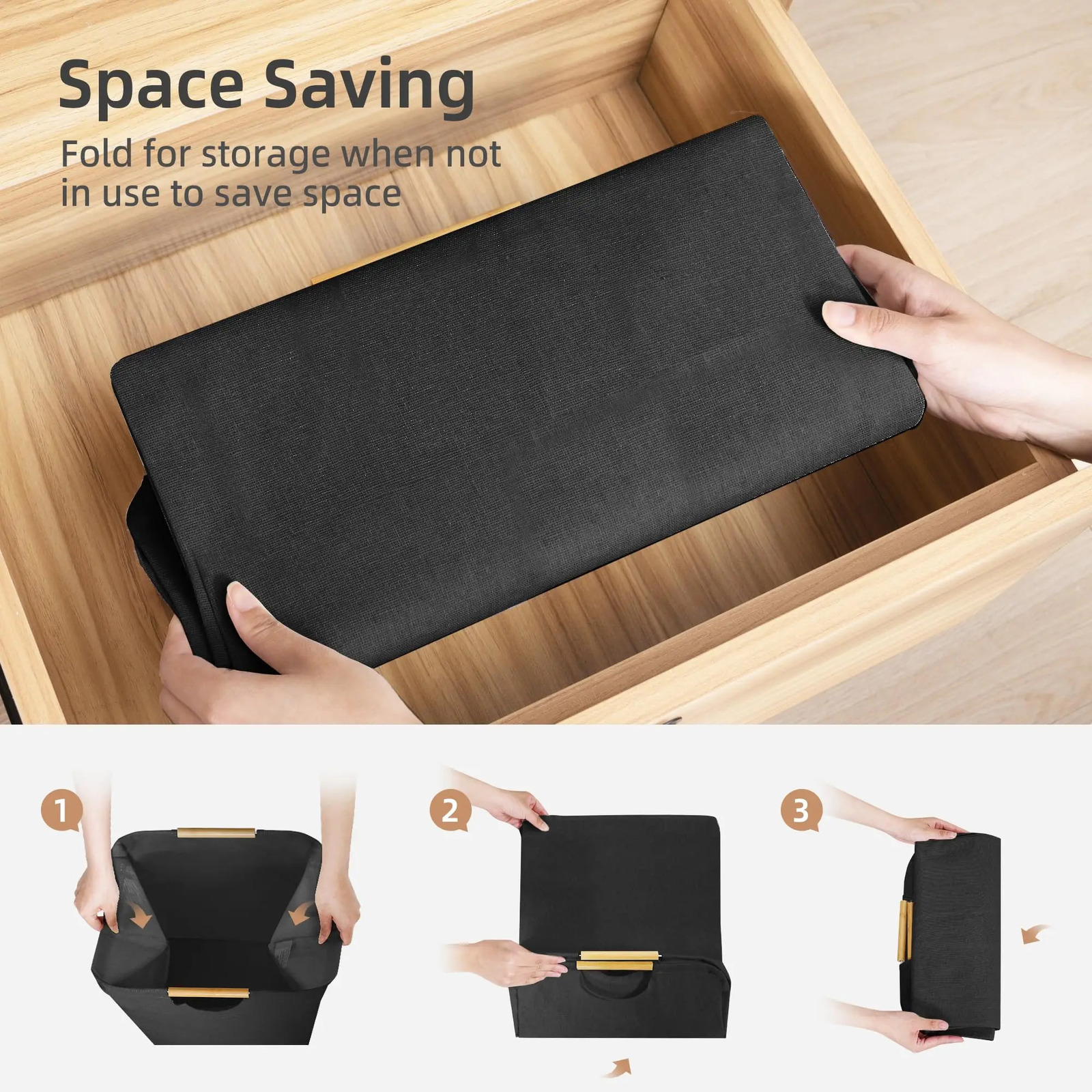 Large Capacity Laundry Basket Portable Dirty Clothes Storage Basket With Handle Black Durable Linen Foldable Laundry Basket 251216