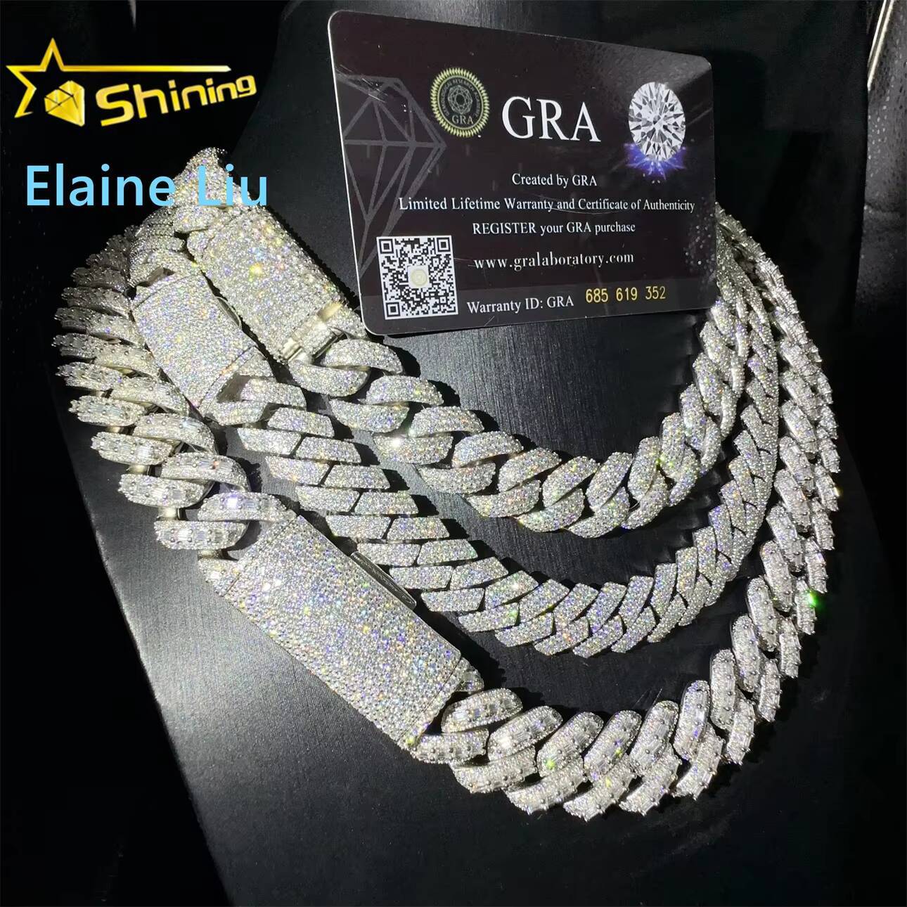 15mm 16mm 20mm Sterling Silver 925 VVS Moissanite Diamond Hip Hop Jewelry Iced Out Miami Cuban Link Chain Necklace