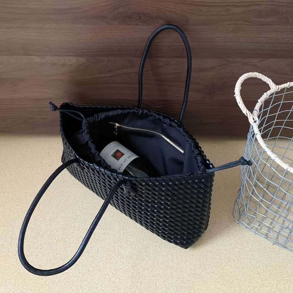 Women S Large Tote Bag Double Sided Wicker Like Handbag With Woven Front Layer Like Texture Drawstring Closure Wrist Strap Multi Color Turquoise Mint