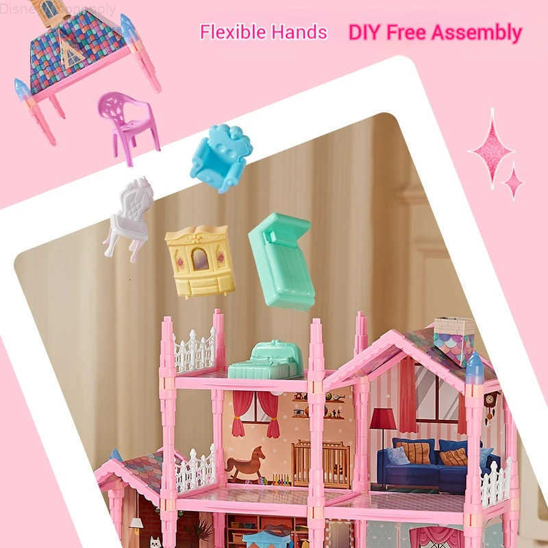 Disney Girls Villa Castle Model Building Block Sets DIY Bricks Toys Doll house Villa Children Pretend Play Toys for Girls Gift H251219