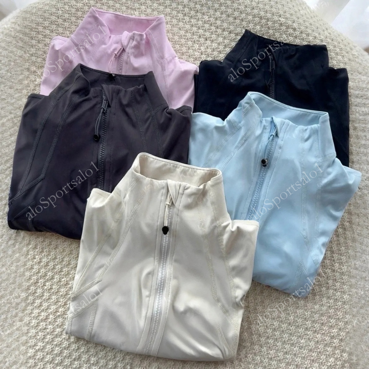 Women's Yoga Long Clothes Sleeves Jacket Outfit Solid Color Nude Sports Shaping Waist Fitness Jogging Sportswear For Lady Gym Leggings aloSportsalo