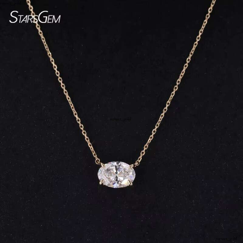 2025 Hot Sale 1ct 2ct 3ct Oval Cut D VS1 IGI Lab-Grown VVS Moissanite 14k Pure Gold 40 + 5cm Jewelry Necklace