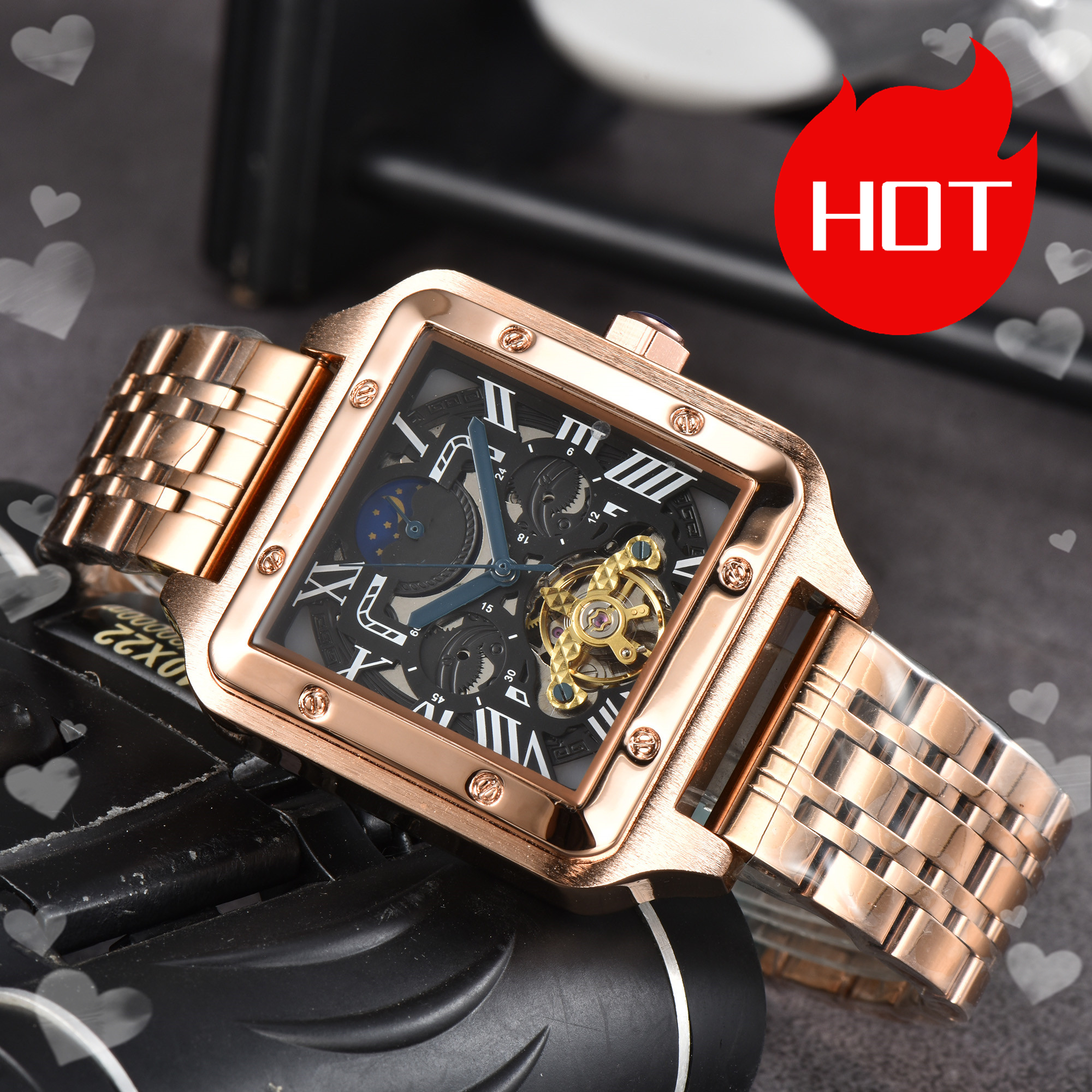 TOP brand Luxury designer mens womens SANTOSity Tourbillon watches Automatic mechanical movement watch stainless steel strap luminous gifts Wristwatches #163