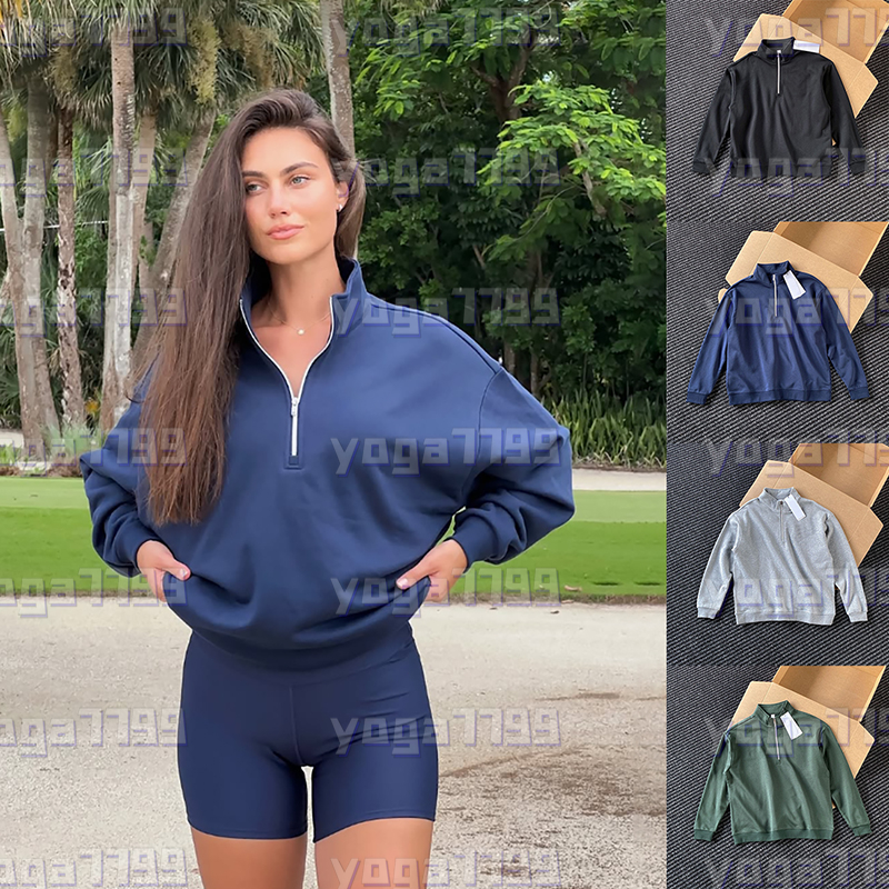 Yoga Hoodies Sports Hoodies Stand Up Collar Sweatshirts Quarter Zip Pullover Outfits Unisex Sweatshirts on Chest Loose Long Sleeve Sweatwear Women Men Casual Tops