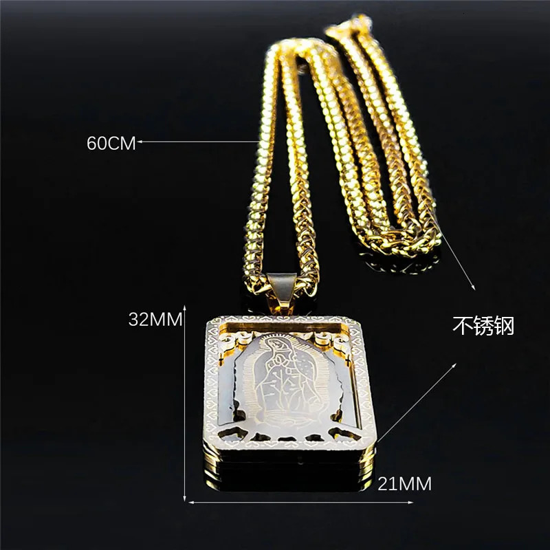 HNSP 316L Stainless Steel Virgin Mary Medal Necklace Pendant For Men Religion Christian Catholic Jewelry Accessories Gift 251219