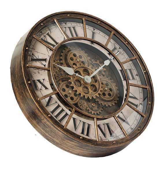 Round gear wall clock handicraft, popular wholesale retro luxury custom clock C251126