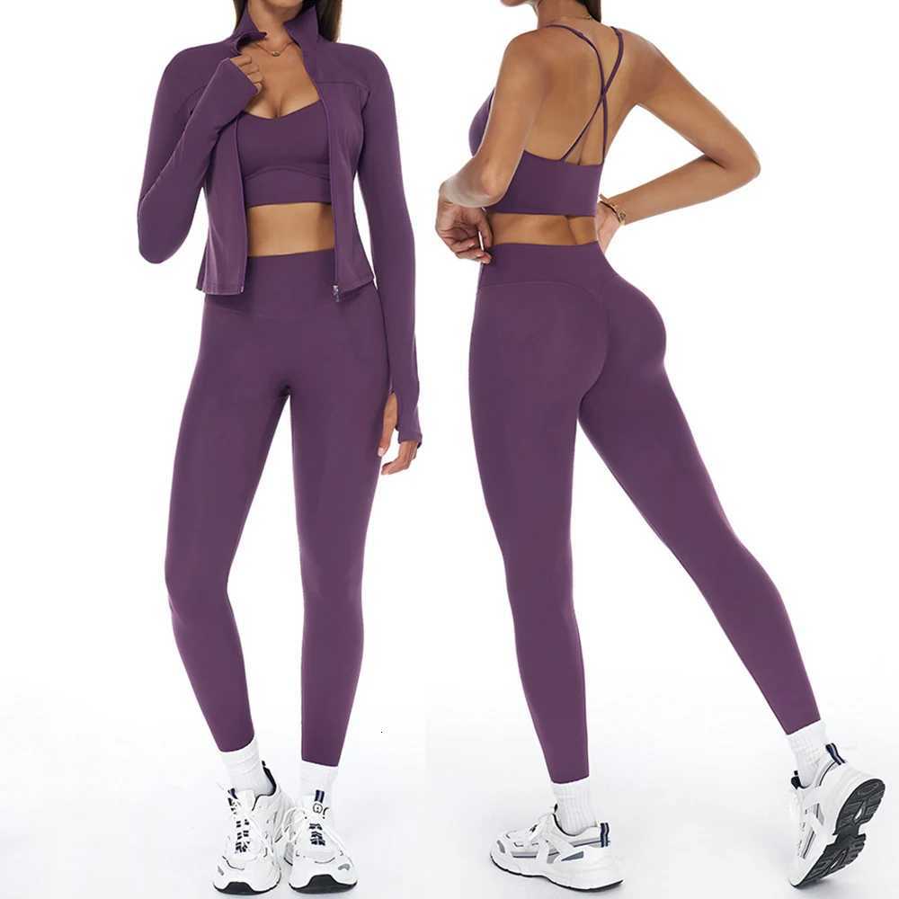 2/3 Pieces Yoga Set Sportswear Gym Clothing Workout Set Women Tracksuits Fitness Long Sleeve Top High Waist Leggings Sports Suitt251219