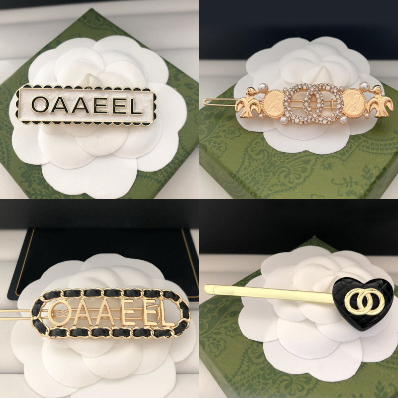 Classic Crystal Barrettes Hair Clips Women Gold Plated with Stamp Letter Charm Classic Versatile Leisure Hairclips Fashion Hair Accessories HairJewelry
