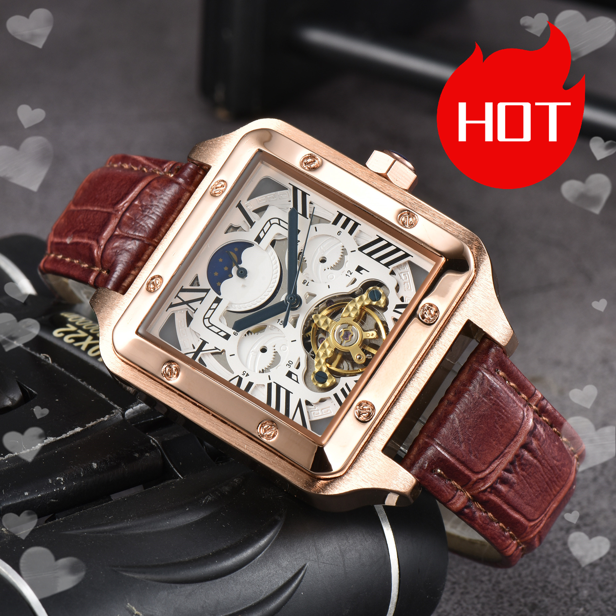 TOP brand Luxury designer mens womens SANTOSity Tourbillon watches Automatic mechanical movement watch stainless steel strap luminous Wristwatches montre #165