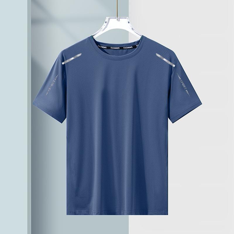 Men's Summer Quick-Dry T-Shirt, Loose Cool Breathable Stretch Big Size Sports Short-Sleeve for Gym & Running