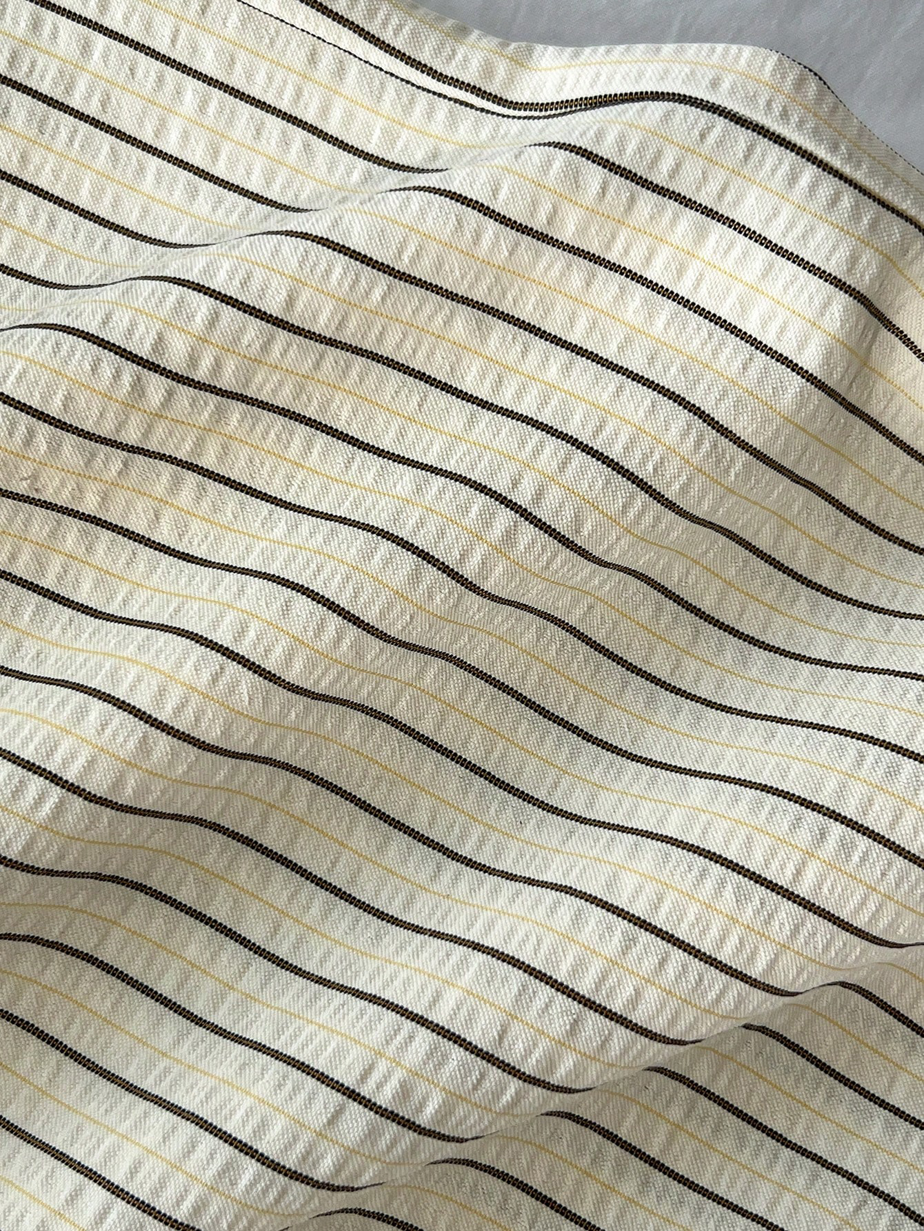 Women's Casual Office Commute Straight Leg Pants - Yellow Beige Striped Polyester Comfortable Trousers ---116