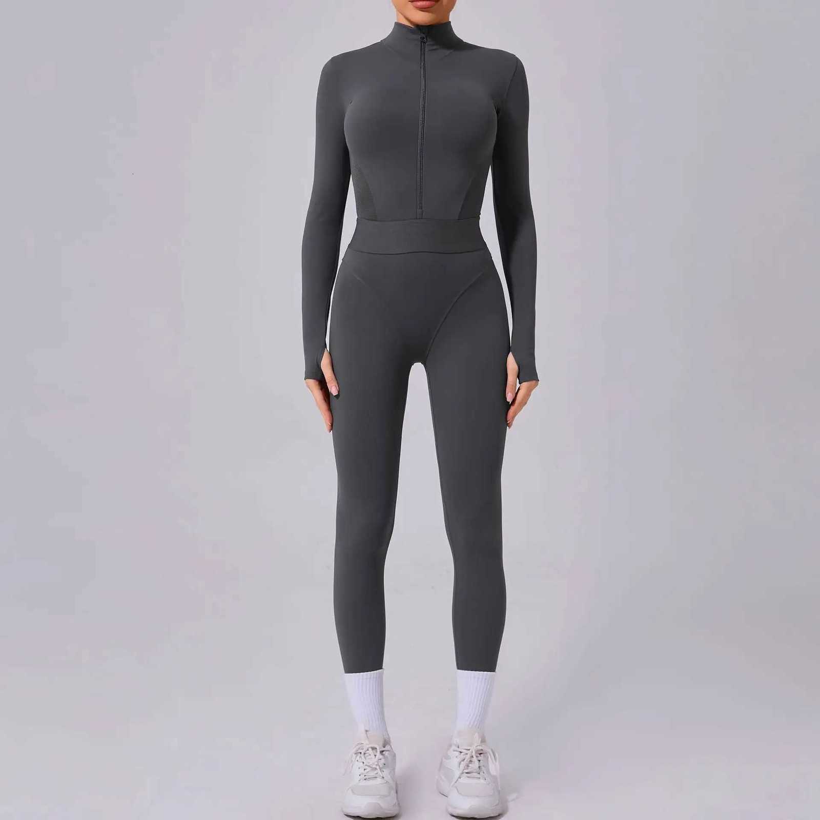 Women Sports Suit Yoga Clothing Long Sleeve Training Suits One-Piece Suit with Women Legging Fitness Top Long Sleeve Sports Sett251219