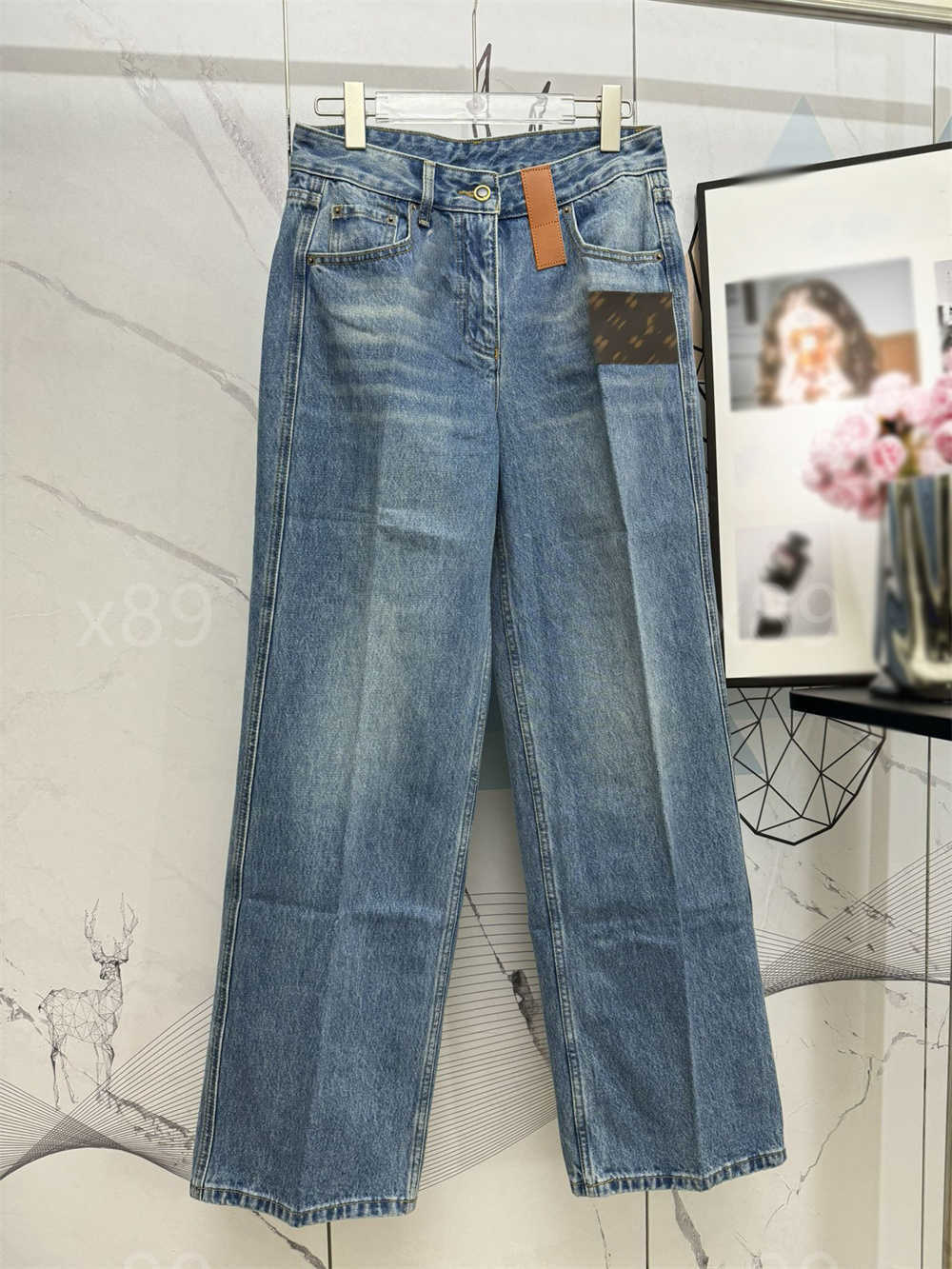 jeans womens designer Designer Womens Clothing 2024 Autumn Winter old flower Luxury Mid High Waist Denim Pants Brand Street Style Trousers