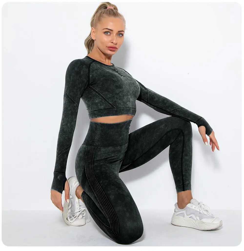 Seamless Yoga Set Gym Clothes Womens Sportswear Yoga Suits Women Fitness Set Tracksuits Sports Outfits Long Sleeve Gym Leggingst251219