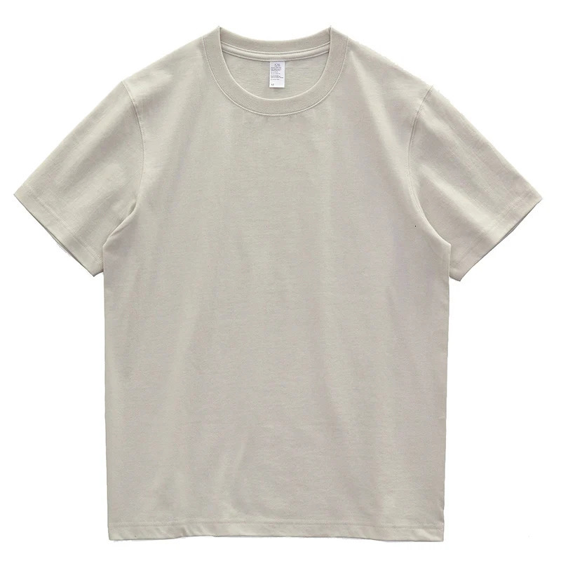 Have Blue Pure Cotton Base Shirt Solid Color T-Shirt American Retro Round Neck Short Sleeve Heavyweight T-Shirt for Men 251218