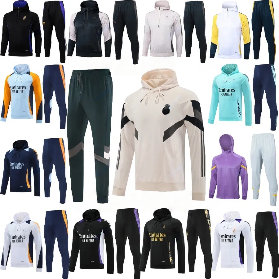 Soccer Tracksuit Set Hooded Jacket and Pants for Adults Kids Training and Casual Wear