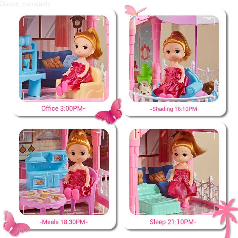 Disney Girls Villa Castle Model Building Block Sets DIY Bricks Toys Doll house Villa Children Pretend Play Toys for Girls Gift H251219