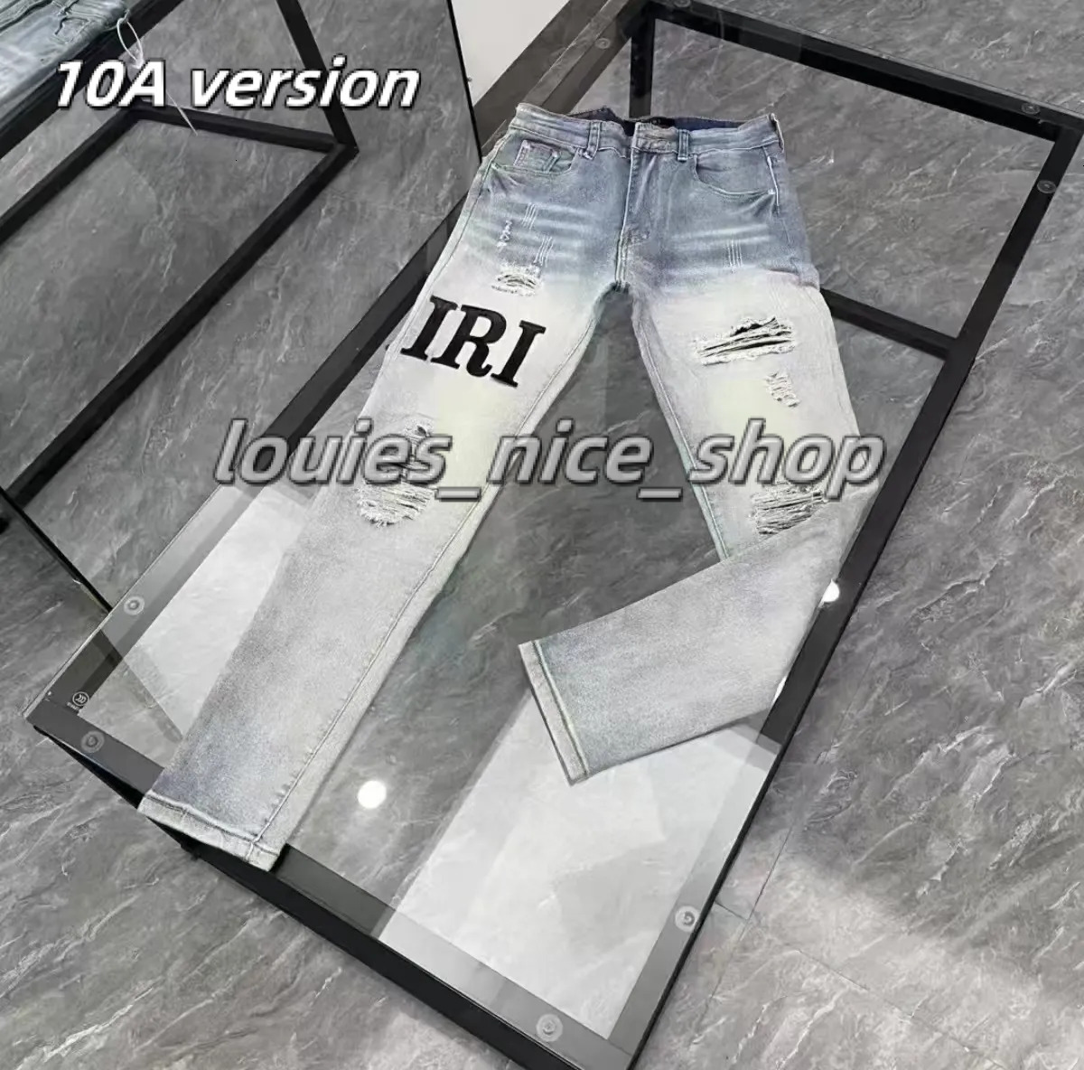 Men'sJeans Designer Retro Jeans -Fashion Brand amirirjeans High Street Ripped Slim Stretch Print Jeans With Pencil Pants For Men 8b2