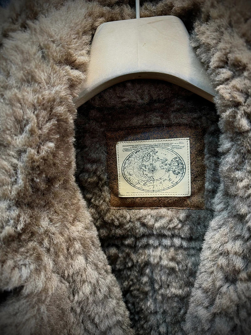 25AW Winter Shearling Trucker Jacket for Men Thermal Warm Thickened Suede Lambskin American Vintage Motorcycle Style Coats 4XL 251219