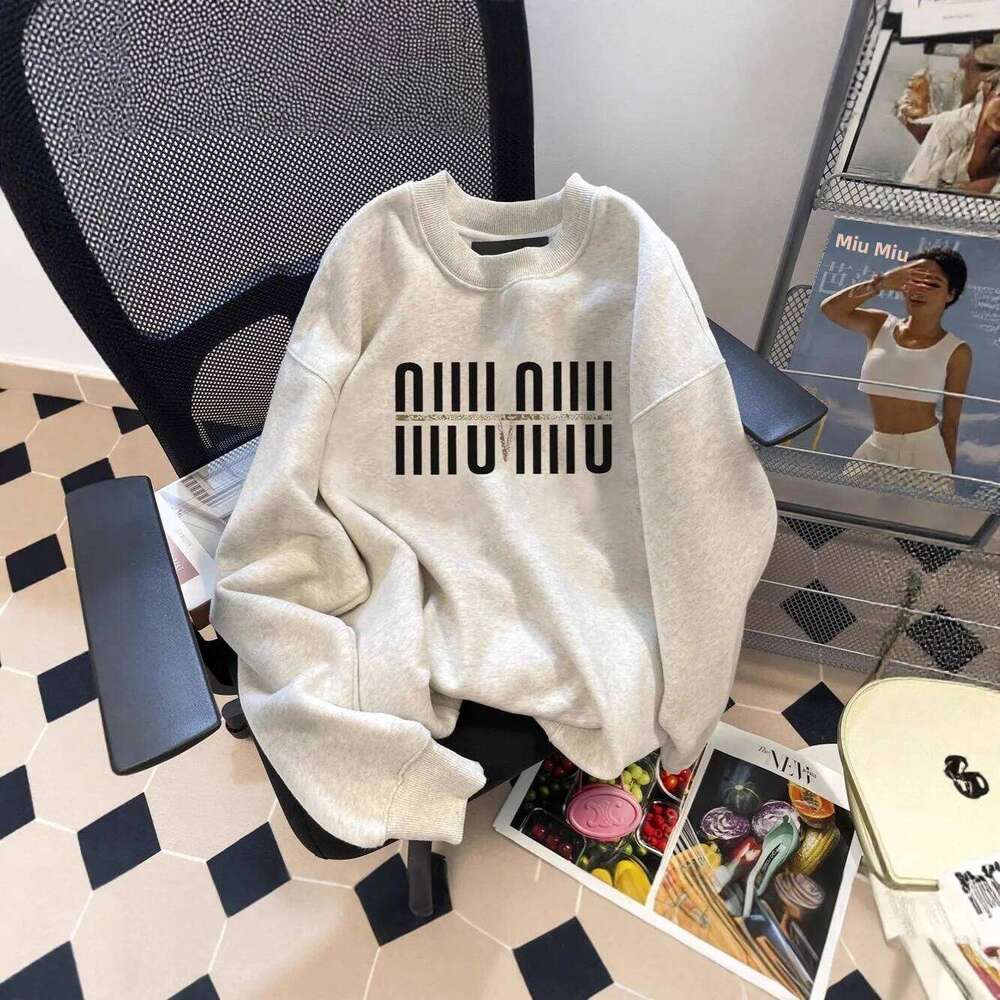 Fashion 2026 Gray Oversize Lazy Style Hoodless Sweatshirt Women's Autumn Winter Fleece Lined Casual Long Sleeve Top Comfortable Loose Fit Designer