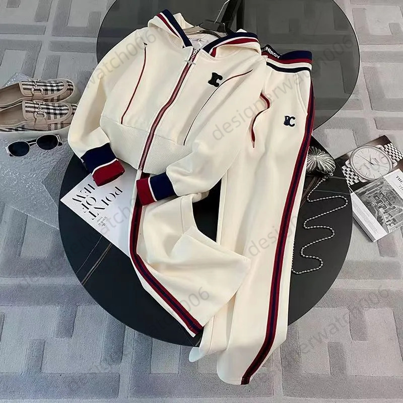 Designer's Lady's suit High end casual sports suit for women in autumn -style hooded sweatshirt high waisted straight leg pants two-piece set trendy 29c