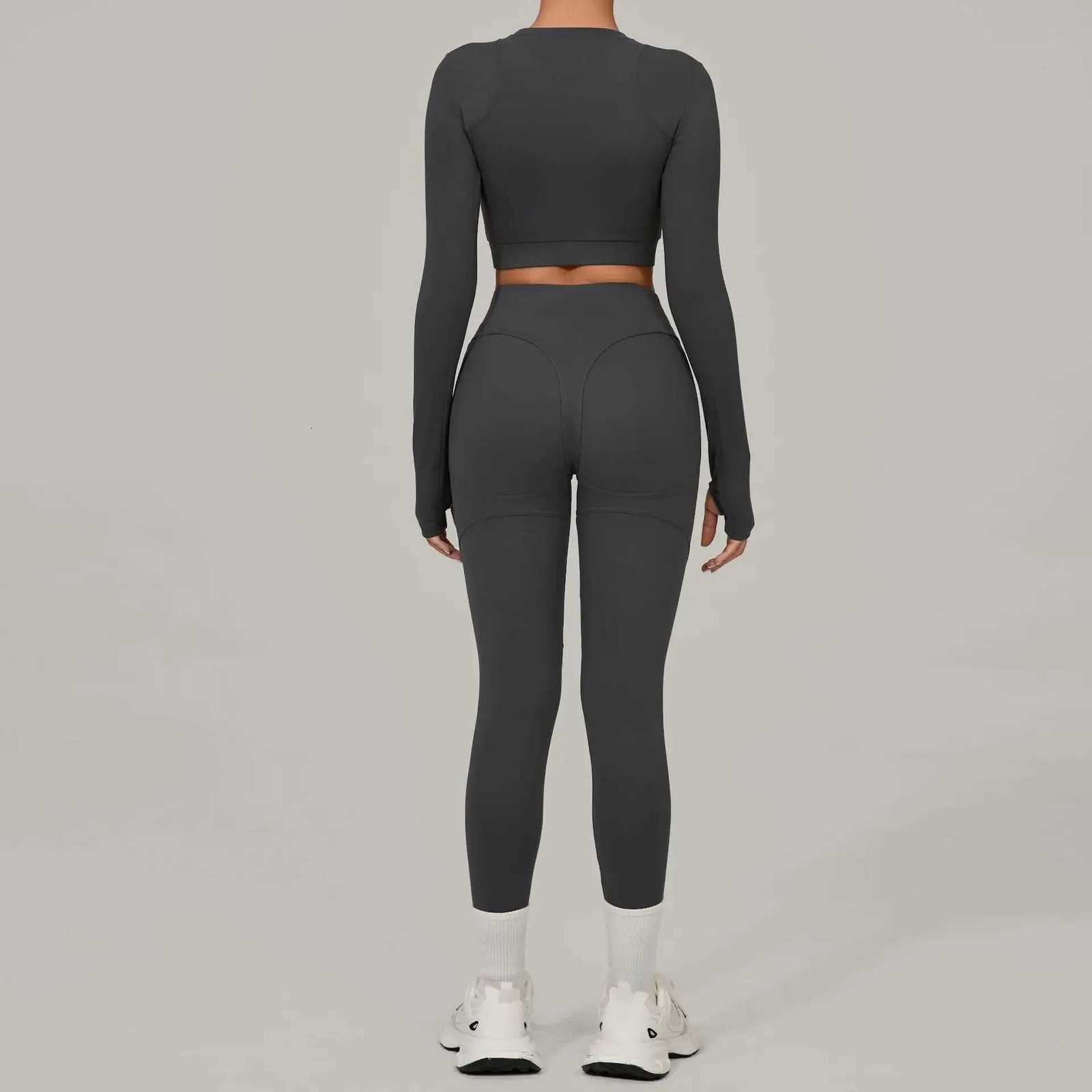 Womens Yoga Sets Sports Fitness High Waist Peach Hip Skinny Grinding Long-sleeved Outdoor Running Winter Workout Gym Suitst251219