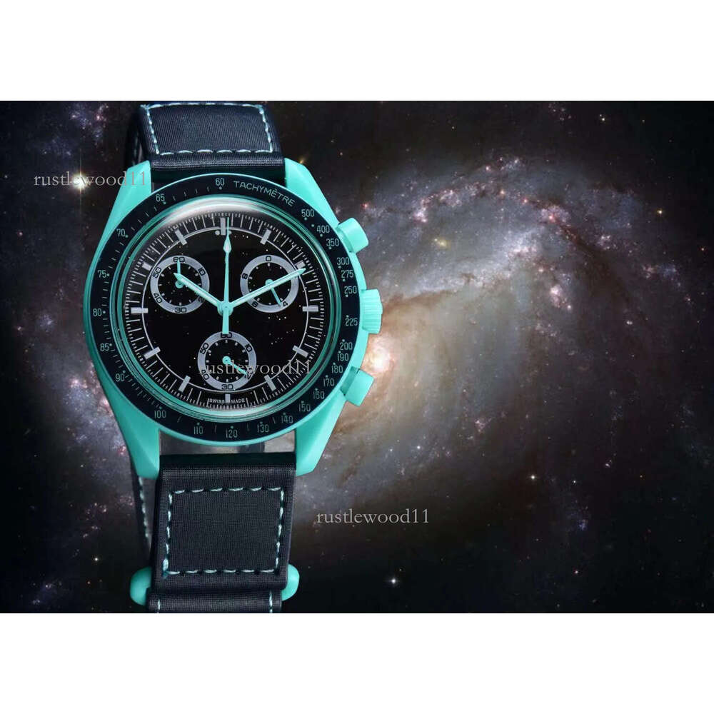 moonswatche Bioceramic Limited Edition 1965 Uranus Moon Watch for Men and Women 42mm Dial, Black Nylon Strap, Bioceramic Quartz Movement 2fb