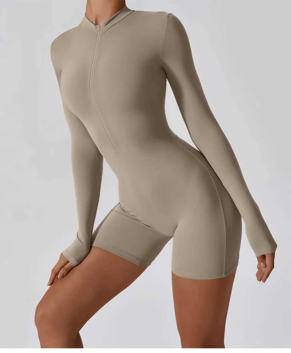 2025 Zipper One-piece Jumpsuit Outfit Sporty Yoga Set Long Sleeve Bodysuit Workout Clothes for Women Rompers Jumpsuit Playsuitt251219