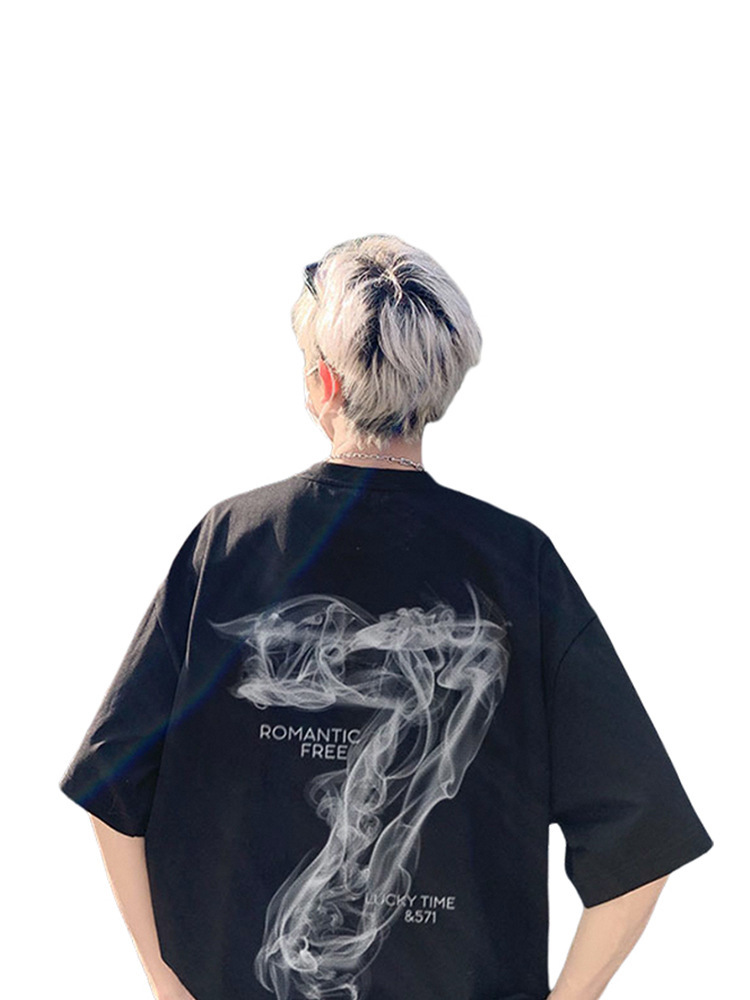 American Trendy Brand Heavyweight Cotton Men's T-Shirt, Summer Fashion Loose Big Size Short-Sleeve Tee