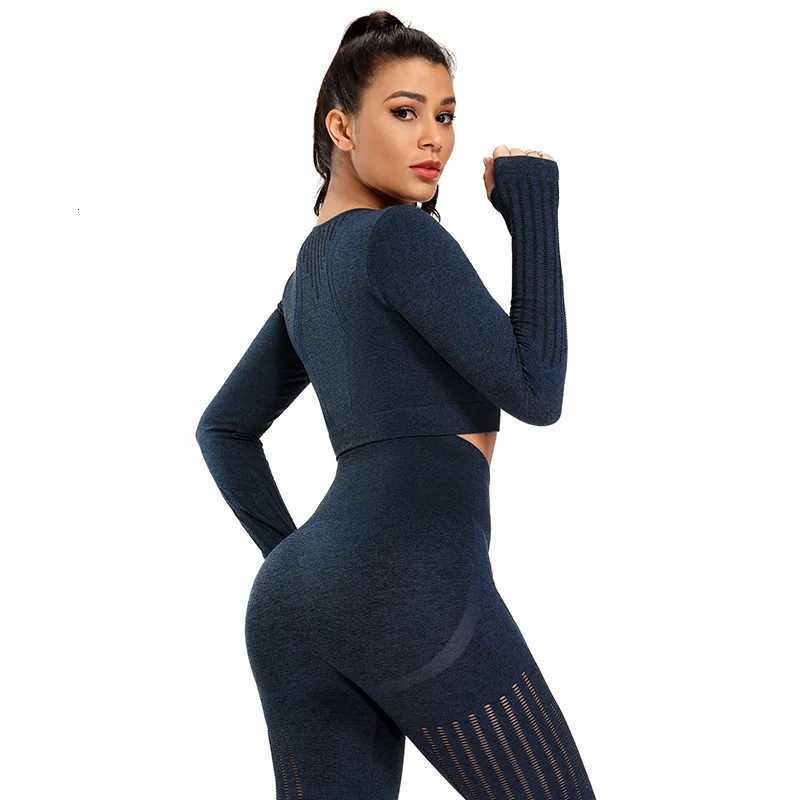 Seamless Yoga Sets for Women 2 Pcs Sports Jogging Outfit Long Sleeve Gym Crop Top Running Tights Quick Dry Workout Activeweart251219