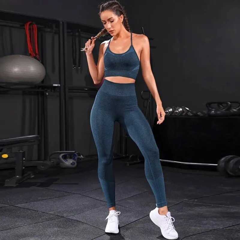 2 Pieces Womens Tracksuit Seamless Yoga Set Workout Sportswear Gym Clothing High Waist Leggings Fitness Sports Suitst251219
