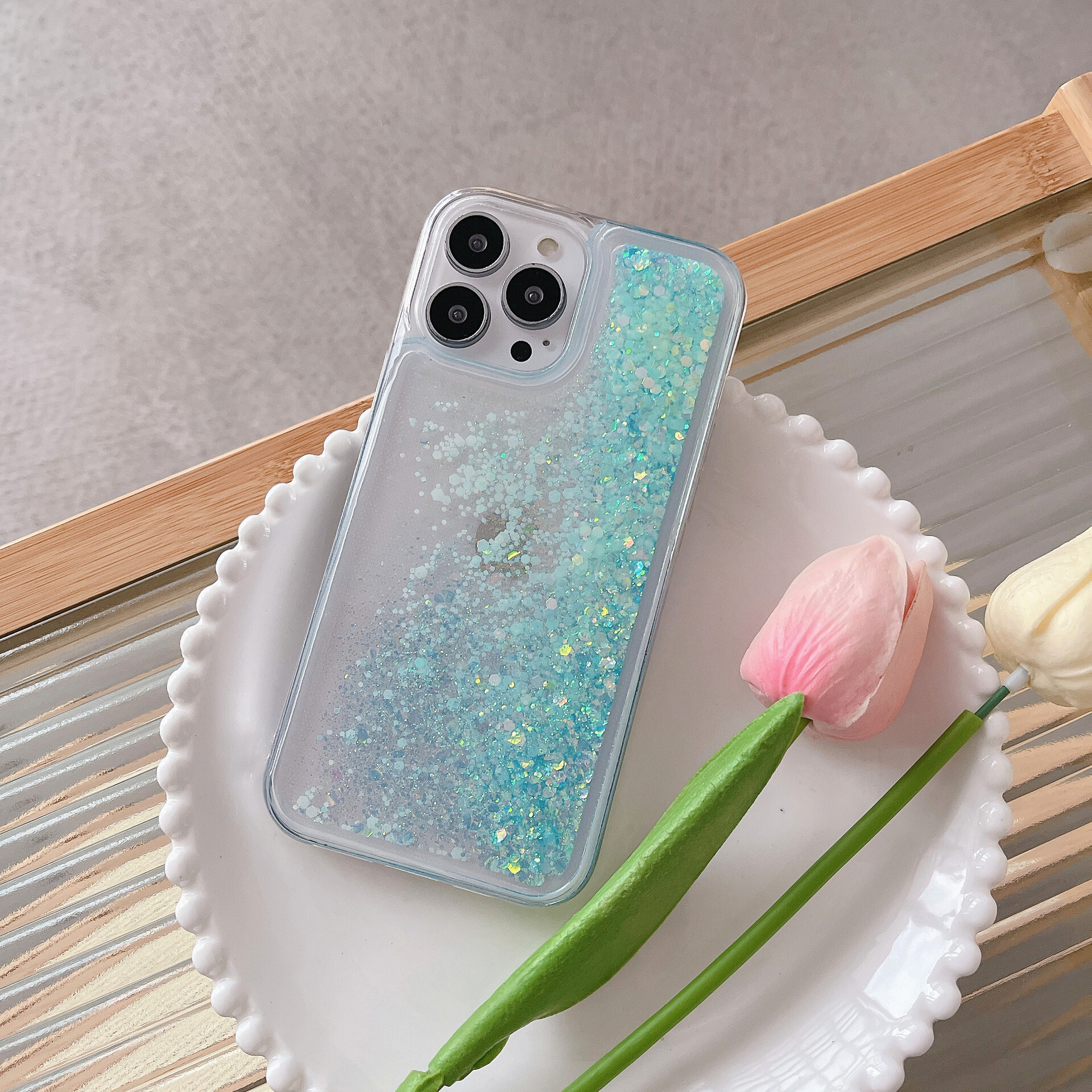 Creative Luminous Sand 17 Pro Max, Flowing Phone Apple 16, Glitter Slide Case for iPhone 15, Fluorescent