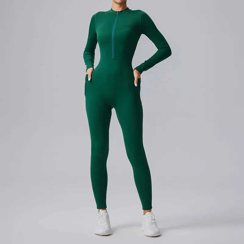 Naked Feel Yoga Unitard with Half Zip Slimming Dance Bodysuit for Women Seamless Gym Wear One Piece Workout Suit Spring Autumnt251219