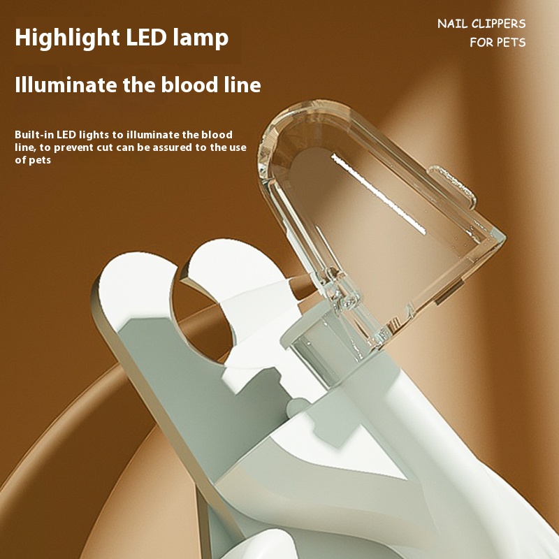 Pet Bloodline Nail Clipper with High-Brightness LED Light & Splash-Proof Shield