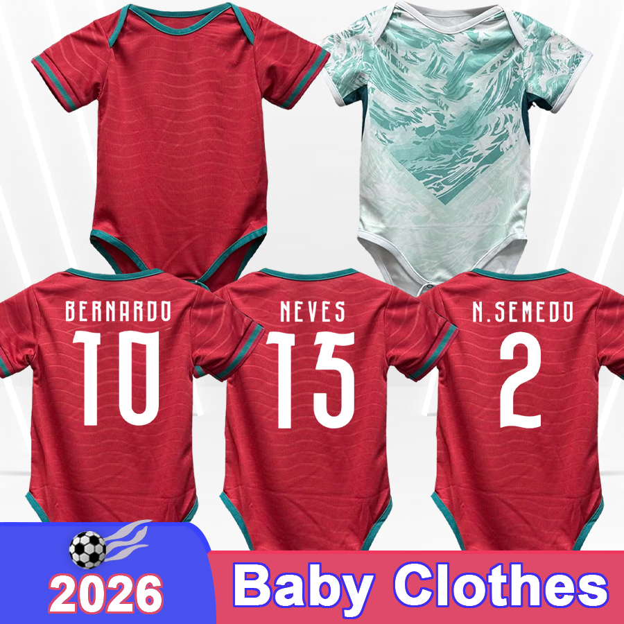 25 26 PortUGal Baby Clothes Soccer Jerseys J.PALHINHA N.MENDES B.FERNANDES BERNARDO JOAO FELIX NEVES R.LEAO JOAO CANCELO Home Away Football Shirts