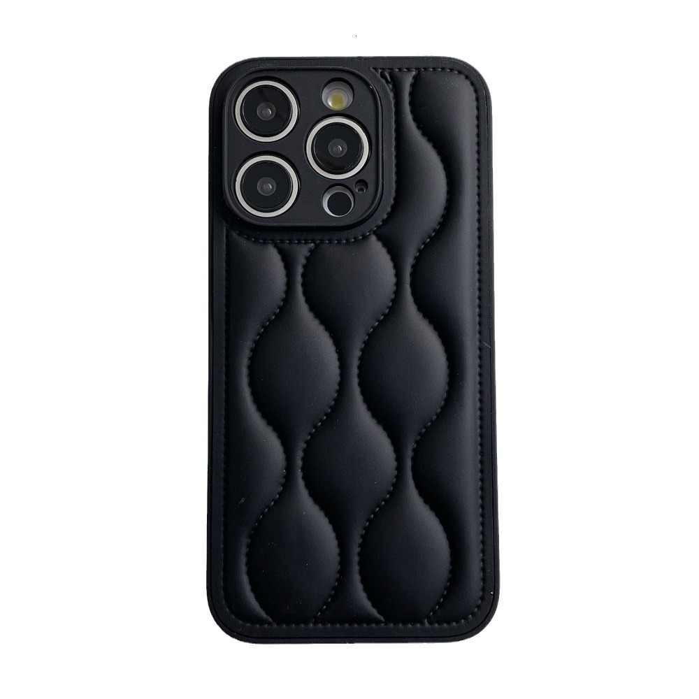 Brown Wave Pattern Down Jacket Compatible with iPhone 17 Apple 16 Pro Max Phone Case Solid Color 15 Autumn Winter 14