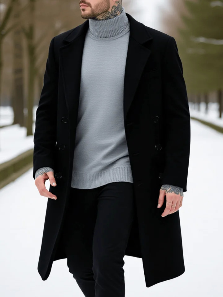 The Ultimate Winter Wardrobe Essential Mens DoubleBreasted Wool Coat Luxe Long Jacket with Superior Warmth Modern Style 251219