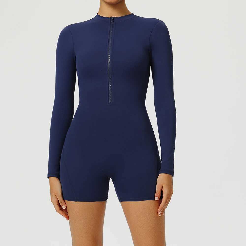 Women V-Back Sports Overalls Zipper Workout Jumpsuit Gym Fitness Suits Sports Bodysuits Female Running Tracksuit Sportsweart251219