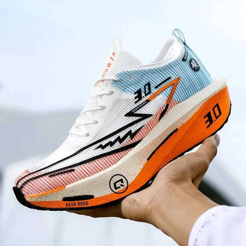 Men's Carbon Board Sneakers Anti-slip Cushioned Comfortable Racing Training Running Mesh Tennis Shoes Casual for Women 25M1219