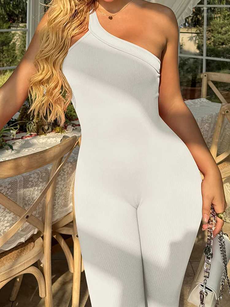 Women Yoga Jumpsuits Workout Ribbed One Shoulder One Piece Sport Jumpsuits Solid Sleeveless Hip Lifting Fitness Jumpsuitst251219