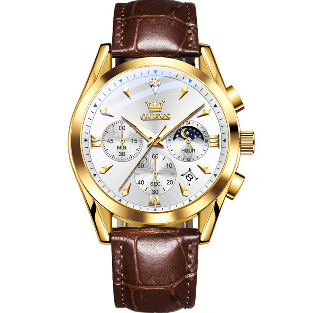 OLEVS Multi functional quartz watch for men Three disc six needle timer Light Luxury Business Luminous waterproof watch