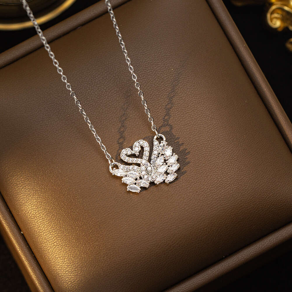 Titanium Steel Fashion Hot-Selling Crystal Swan For Women, Simple Pendant, New Light Luxury Sweater Chain Necklace