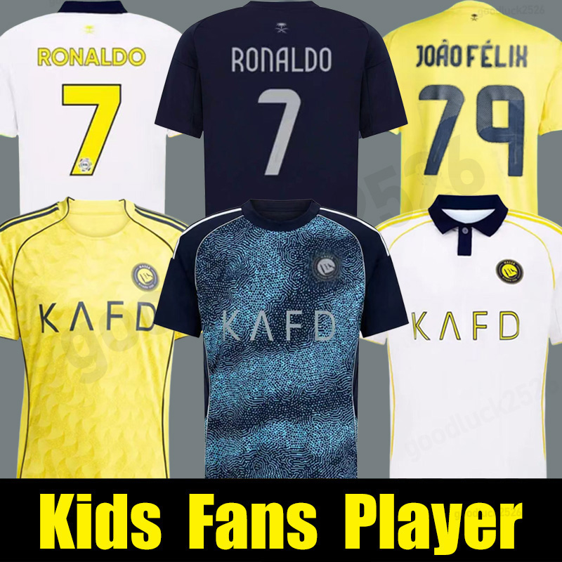 25 26 Al Nassr FC soccer Jerseys Ronaldo 2025 2026 Al Hilal Home away CR7 Gonzalo Martinez Talisca FANS player version men kids kit Al-Nassr Football shirt Fans Player