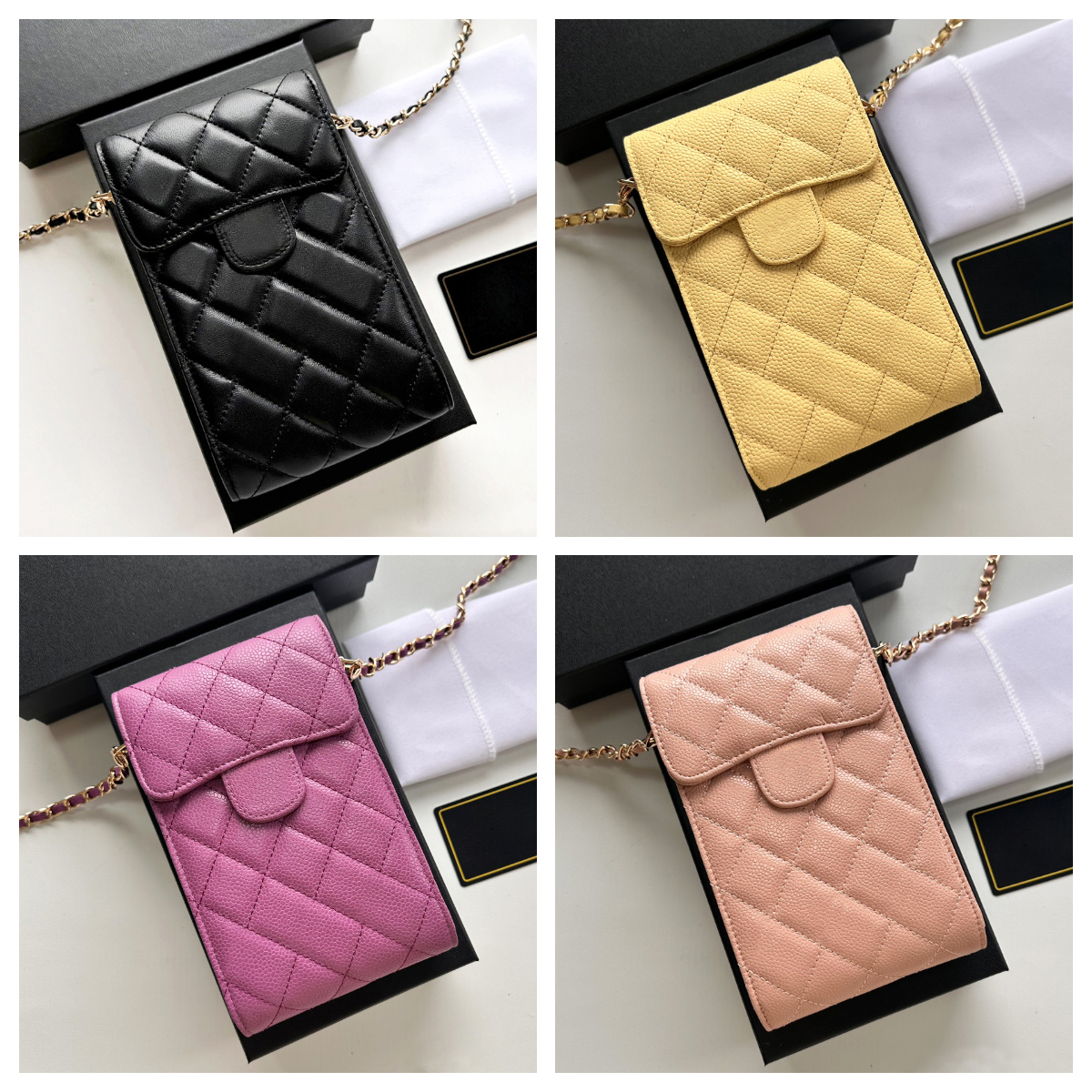 CH Luxury Designer Cellphone Bags Women Fashion Vertical Cell Phone Pouch Mini Chain bag Shoulder bags Caviar flap coin purse Elegant mini crossbody bag for women