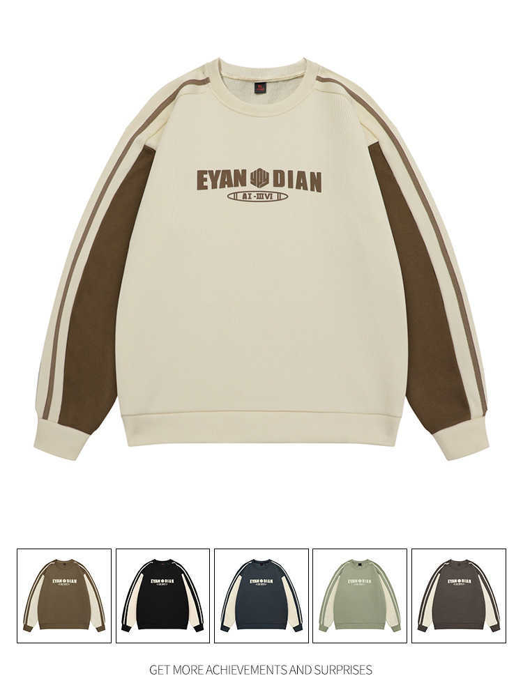 Thick-board letter foam sweatshirt for men, 2025 casual multi-color long-sleeved color-matched American-style versatile top Z251219