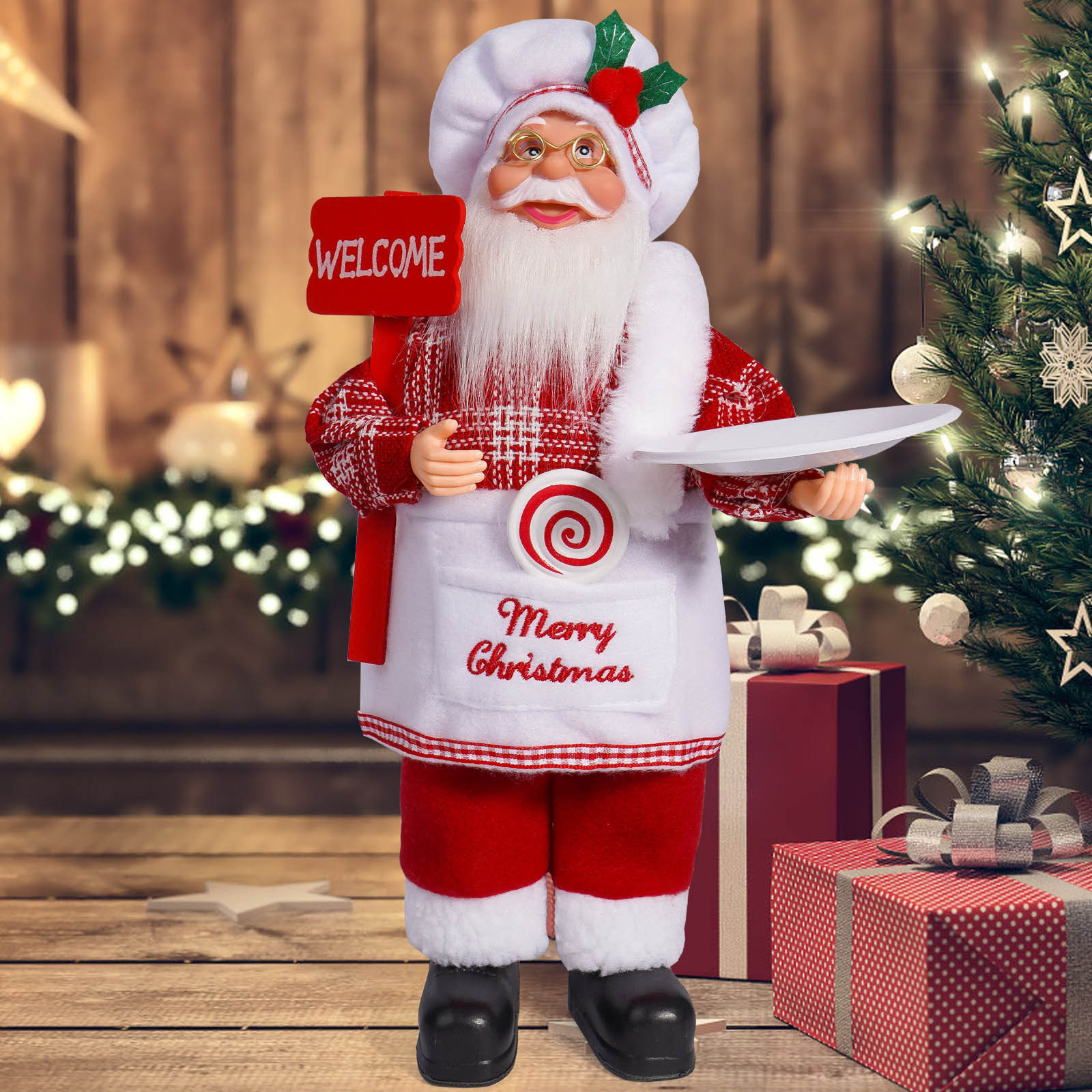 12-inch cute Santa Claus figurine standing positionSanta Claus doll window decoration Home Decor 231016