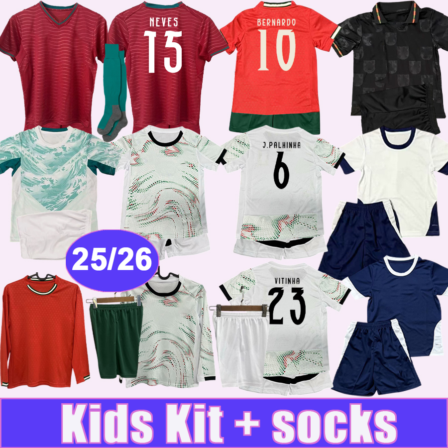 25 26 PortUGal N.MENDES Kids Kit Soccer Jerseys TRINCAO FABIO SILVA NEVES JOAO CANCELO N.SEMEDO Home Away Special Edition Training Wear Football Shirts