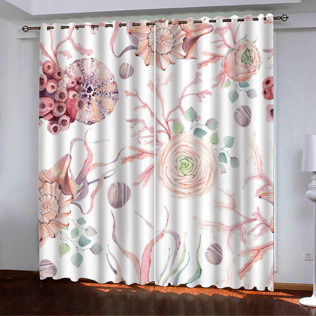 YL-37998 Floral Printed High-Density Blackout Curtain Available for Cross-Border Trade, 3D Digital Printing, Custom Designs Accepted.